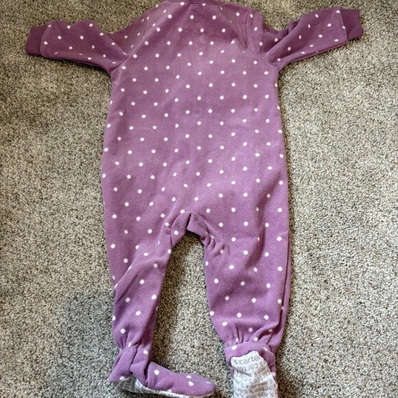 Purple Polka Dot Kids Carter's Mouse Fleece Footie One Piece PJs - Baby Girl - Picture 8 of 8